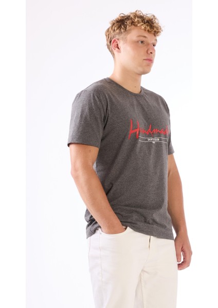 Antrasit Melanj Erkek Regular Fit O Yaka Tshirt