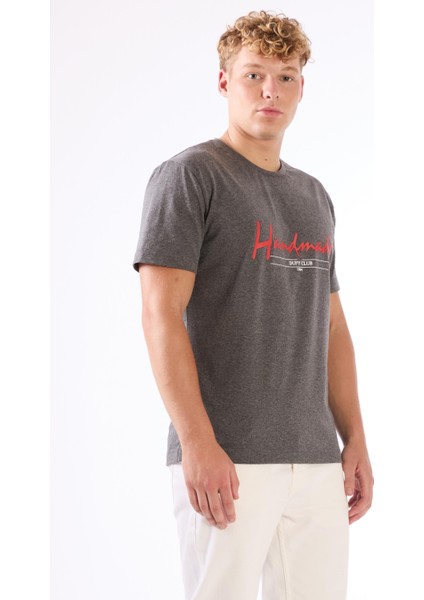 Antrasit Melanj Erkek Regular Fit O Yaka Tshirt