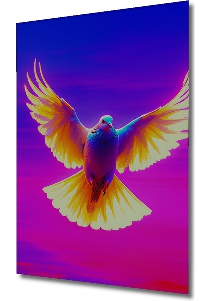 Neon Renklerde Özgürlük Güvercini Yağlı Boya Görünümlü Dekoratif Ahşap Ev/işyeri/ofis Kare Tablo fiyatları