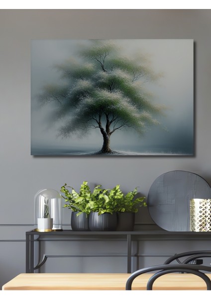 Büyülü Ağaç Yağlı Boya Görünümlü Ev/işyeri/ofis Dekoratif Ahşap Kare Tablo