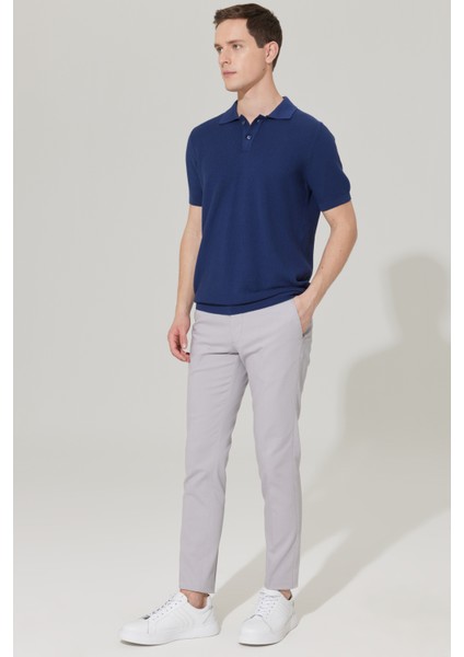 Erkek Gri Slim Fit Dar Kesim Yan Cepli Pamuklu Esnek Armürlü Pantolon fiyatları