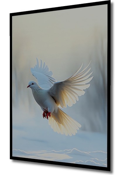 Çerçeve Görünümlü Beyaz Güvercin Yağlı Boya Görünümlü Dekoratif Ahşap Ev/işyeri/ofis Kare Tablo fiyatları