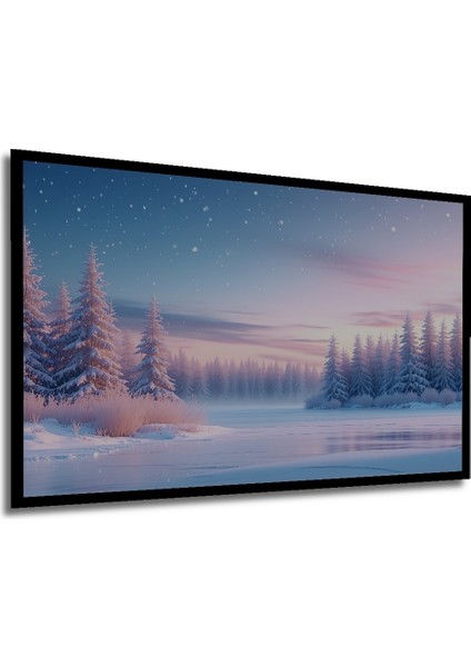 Çerçeve Görünümlü Pastel Renklerde Kış Ormanı Dekoratif Ahşap Ev/işyeri/ofis Kare Tablo modelleri