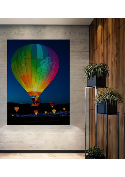 Gökyüzünde Dans Eden Balonlar Dekoratif Ahşap Ev/işyeri/ofis Kare Tablo