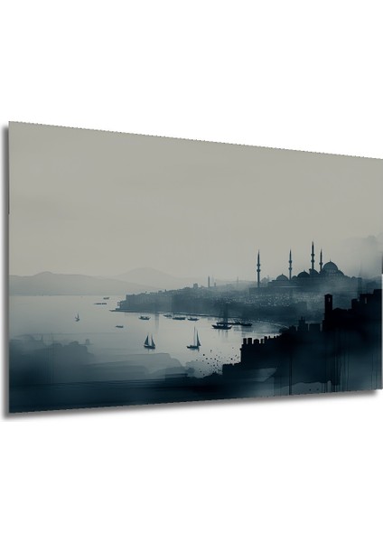 Istanbul Silüeti Sulu Boya Görünümlü Dekoratif Ahşap Ev/işyeri/ofis Kare Tablo modelleri
