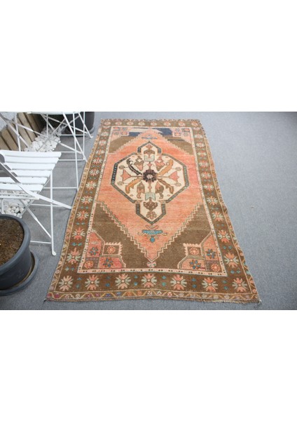 Anadolu Halı, 117X214 cm Oturma Odası Halı, Turuncu Fas Halı, Vintage Halı