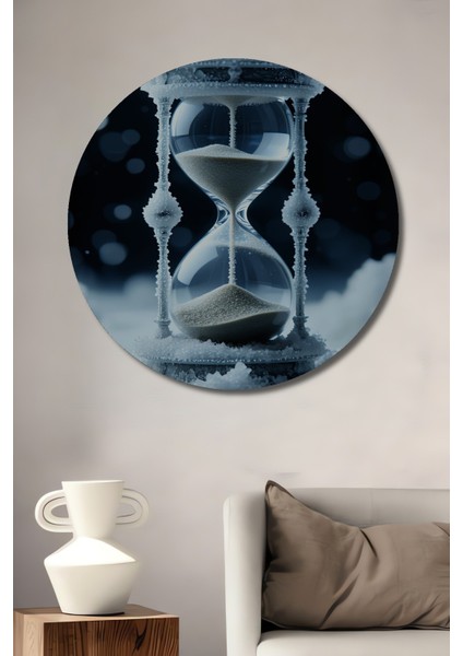 Donmuş Kum Saati Zamanın Buz Tutkusu Dekoratif Ahşap Ev/işyeri/ofis Yuvarlak Tablo