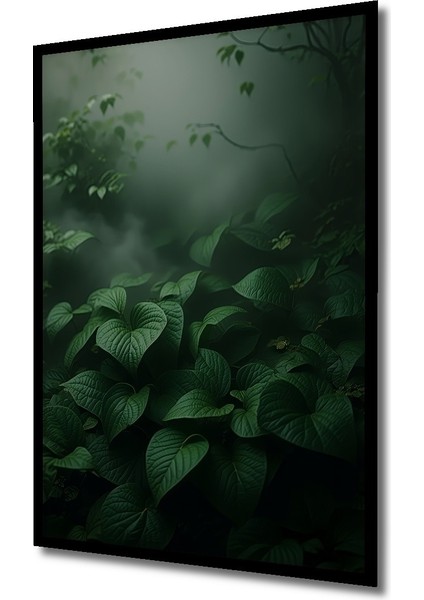 Çerçeve Görünümlü Yeşil Yapraklar Ormanı Yağlı Boya Görünümlü Dekoratif Ahşap Ofis Kare Tablo fiyatları