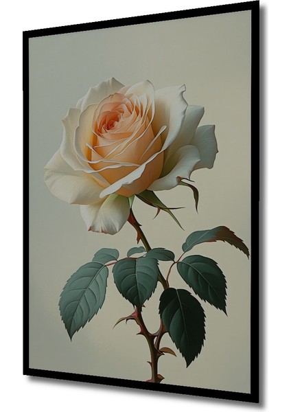 Çerçeve Görünümlü Pastel Tonlarda Zarif Gül Yağlı Boya Görünümlü Dekoratif Ahşap Ofis Kare Tablo fiyatları