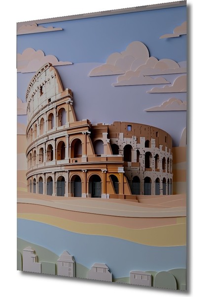 Roma Kolezyum Kağıt Sanatı Görünümlü Dekoratif Ahşap Ev/işyeri/ofis Kare Tablo fiyatları