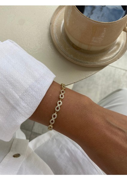 Xuping Vip 14K Zirkon Taşlı Sonsuzluk Gold Bileklik