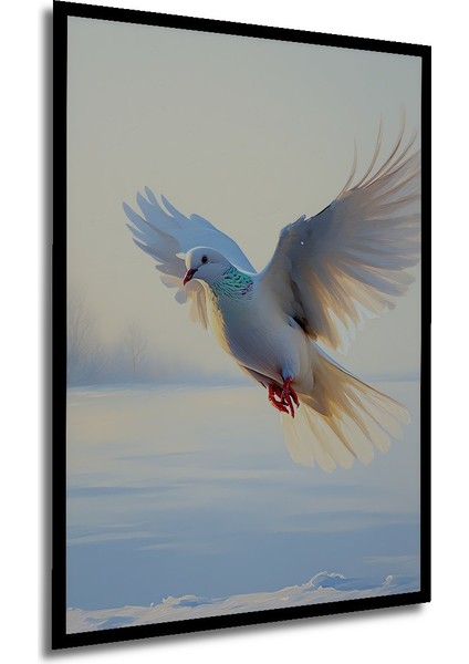 Çerçeve Görünümlü Beyaz Güvercin Yağlı Boya Görünümlü Dekoratif Ahşap Ev/işyeri/ofis Kare Tablo modelleri