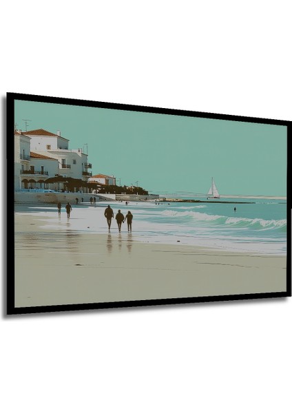 Çerçeve Görünümlü Deniz Kenarı Pastel Boya Görünümlü Dekoratif Ahşap Ev/işyeri/ofis Kare Tablo modelleri