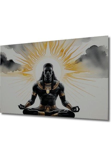Ra Tanrısı Meditasyon Sulu Boya Görünümlü Dekoratif Ahşap Ev/işyeri/ofis Kare Tablo fiyatları