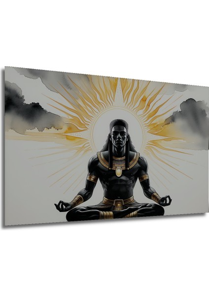 Ra Tanrısı Meditasyon Sulu Boya Görünümlü Dekoratif Ahşap Ev/işyeri/ofis Kare Tablo modelleri