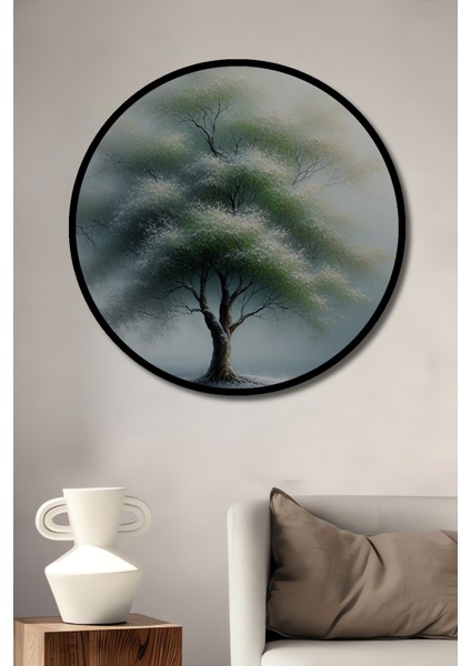 Çerçeve Görünümlü Büyülü Ağaç Yağlı Boya Görünümlü Ev/işyeri/ofis Dekoratif Ahşap Yuvarlak Tablo