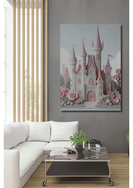 Pembe Düşler Diyarı Pastel Boya Görünümlü Dekoratif Ahşap Ev/işyeri/ofis Kare Tablo