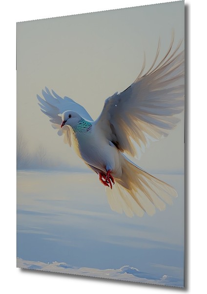 Beyaz Güvercin Yağlı Boya Görünümlü Dekoratif Ahşap Ev/işyeri/ofis Kare Tablo fiyatları