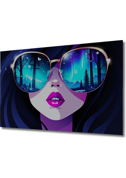 Gözlük Yansımasında Kuzey Işıkları Dekoratif Ahşap Ev/işyeri/ofis Kare Tablo fiyatları