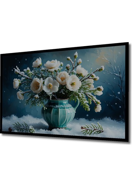 Çerçeve Görünümlü Kış Gülü Yağlı Boya Görünümlü Dekoratif Ahşap Ev/işyeri/ofis Kare Tablo fiyatları