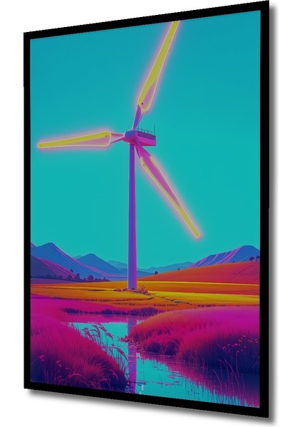 Çerçeve Görünümlü Neon Rüzgar Gülü Pastel Boya Görünümlü Dekoratif Ahşap Ev/işyeri/ofis Kare Tablo fiyatları