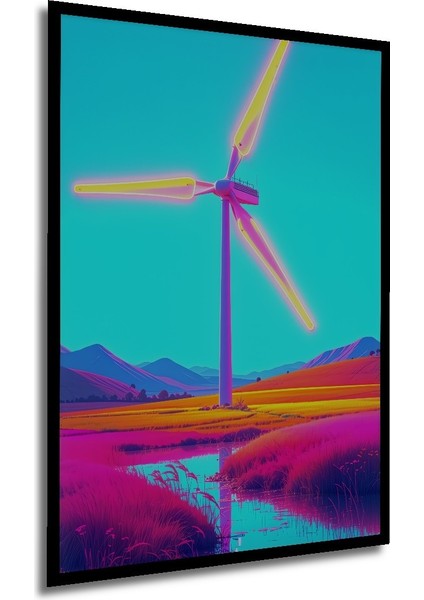 Çerçeve Görünümlü Neon Rüzgar Gülü Pastel Boya Görünümlü Dekoratif Ahşap Ev/işyeri/ofis Kare Tablo modelleri