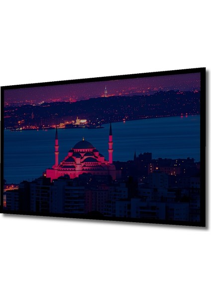 Çerçeve Görünümlü Istanbul Kızıl Cami Rüya Manzarası Yağlı Boya Görünümlü Ahşap Ofis Kare Tablo fiyatları