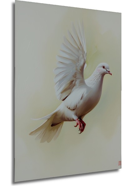 Uçan Beyaz Güvercin Yağlı Boya Görünümlü Dekoratif Ahşap Ev/işyeri/ofis Kare Tablo modelleri