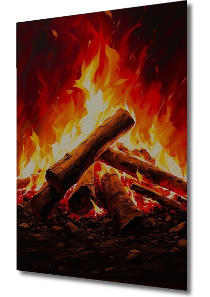 Odun Ateşi Yağlı Boya Görünümlü Dekoratif Ahşap Ev/işyeri/ofis Kare Tablo fiyatları