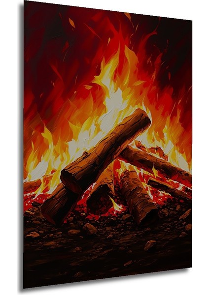 Odun Ateşi Yağlı Boya Görünümlü Dekoratif Ahşap Ev/işyeri/ofis Kare Tablo modelleri