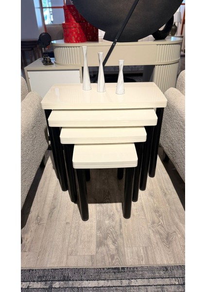 4lü Full Krem Zigon Sehpa Bohem Siyah Ayak fiyatları