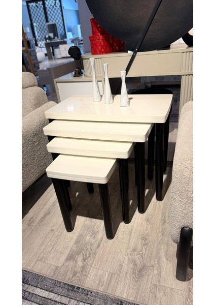 4lü Full Krem Zigon Sehpa Bohem Siyah Ayak modelleri