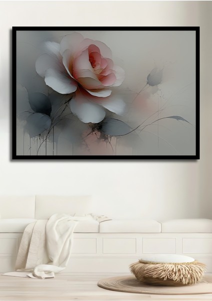 Çerçeve Görünümlü Romantik Gül Yağlı Boya Görünümlü Dekoratif Ahşap Ev/işyeri/ofis Kare Tablo