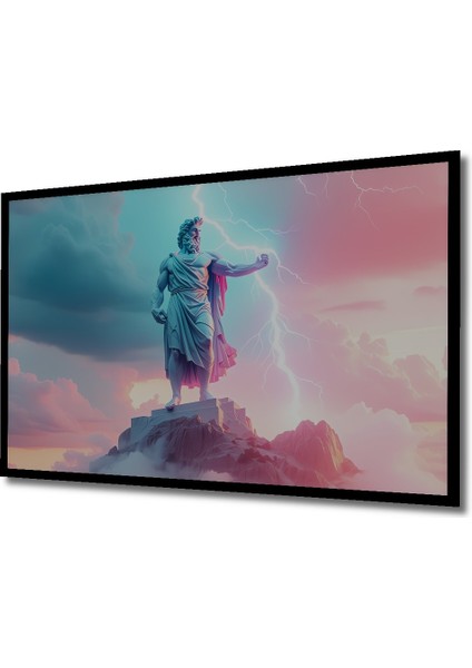 Çerçeve Görünümlü Yükseklerdeki Zeus Yağlı Boya Görünümlü Dekoratif Ahşap Ev/işyeri/ofis Kare Tablo fiyatları