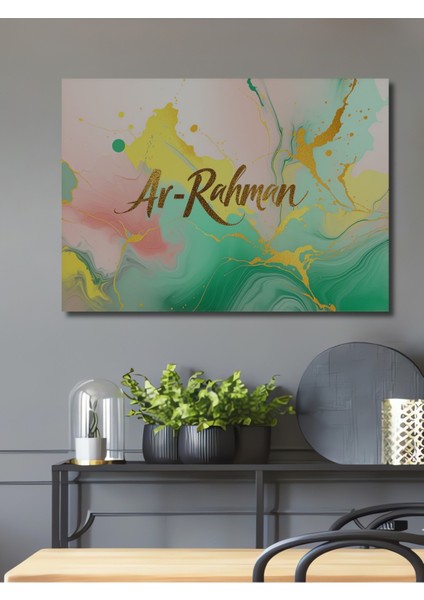 Ar Rahman Altın Parıltılı Soyut Sanat Ev/işyeri/ofis/salon Ahşap Dekoratif Kare Tablo