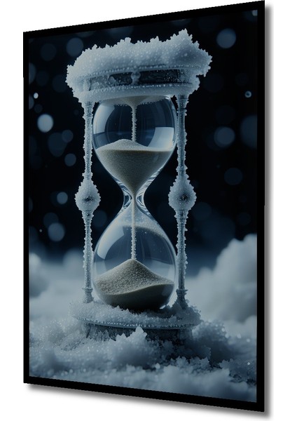 Çerçeve Görünümlü Donmuş Kum Saati Zamanın Buz Tutkusu Dekoratif Ahşap Ev/işyeri/ofis Kare Tablo fiyatları
