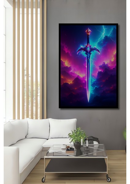 Çerçeve Görünümlü Neon Işın Kılıcı Efsanesi Dekoratif Ahşap Ev/işyeri/ofis Kare Tablo