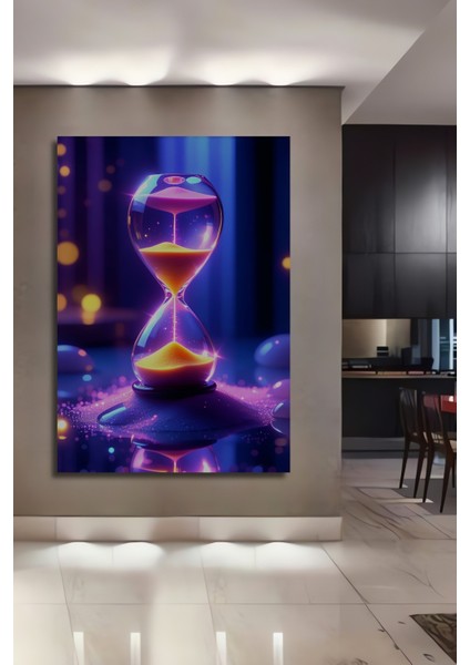 Neon Işıltılı Kum Saati Dijital Sanat Ev/işyeri/ofis/salon Ahşap Dekoratif Kare Tablo