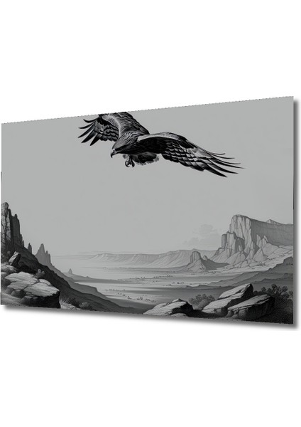 Uçan Kartal Dağ Manzarası Kara Kalem Görünümlü Dekoratif Ahşap Ev/işyeri/ofis Kare Tablo fiyatları