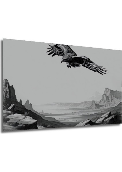 Uçan Kartal Dağ Manzarası Kara Kalem Görünümlü Dekoratif Ahşap Ev/işyeri/ofis Kare Tablo modelleri