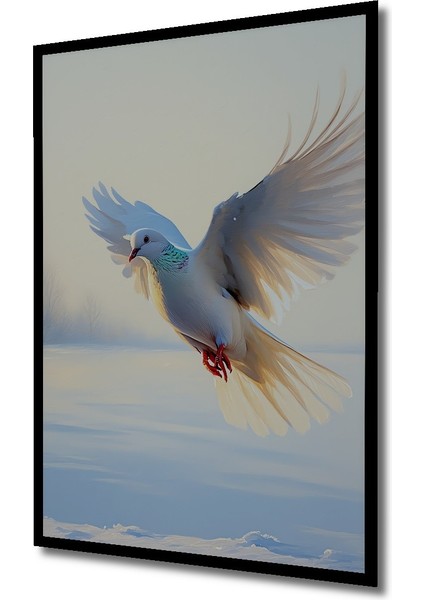 Çerçeve Görünümlü Beyaz Güvercin Yağlı Boya Görünümlü Dekoratif Ahşap Ev/işyeri/ofis Kare Tablo fiyatları