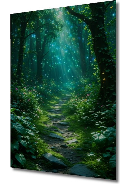 Işıltılı Orman Yolu Yağlı Boya Görünümlü Dekoratif Ahşap Ev/işyeri/ofis Kare Tablo fiyatları