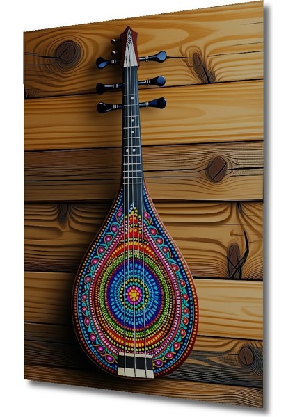 Renkli Mandalalı Lir Yağlı Boya Görünümlü Dekoratif Ahşap Ev/işyeri/ofis Kare Tablo fiyatları