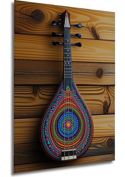 Renkli Mandalalı Lir Yağlı Boya Görünümlü Dekoratif Ahşap Ev/işyeri/ofis Kare Tablo modelleri