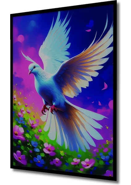 Çerçeve Görünümlü Uçan Güvercin Yağlı Boya Görünümlü Dekoratif Ahşap Ev/işyeri/ofis Kare Tablo fiyatları