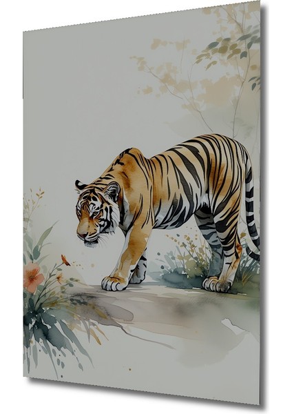 Sulu Boya Görünümlü Orman Kaplanı Dekoratif Ahşap Ev/işyeri/ofis Kare Tablo fiyatları