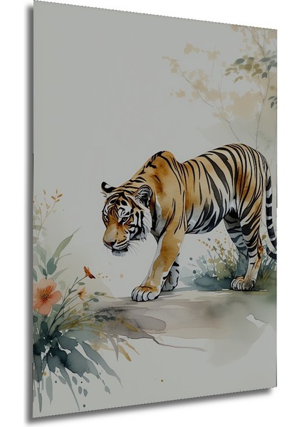 Sulu Boya Görünümlü Orman Kaplanı Dekoratif Ahşap Ev/işyeri/ofis Kare Tablo modelleri