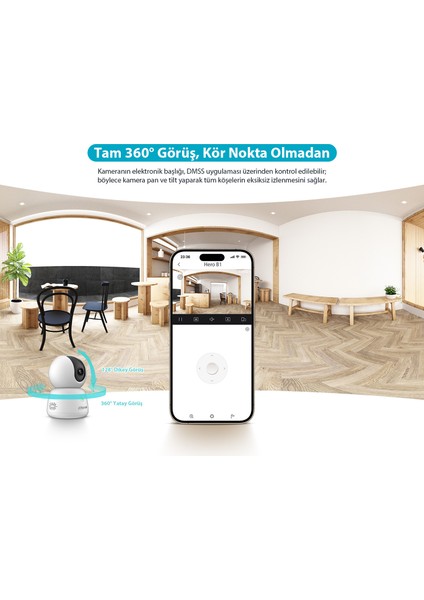 Hero B1 Akıllı Kamera - 360 Akıllı Ev Kamerası 2k 2048P Yapay Zeka Destekli (Dahua Türkiye Garantili)