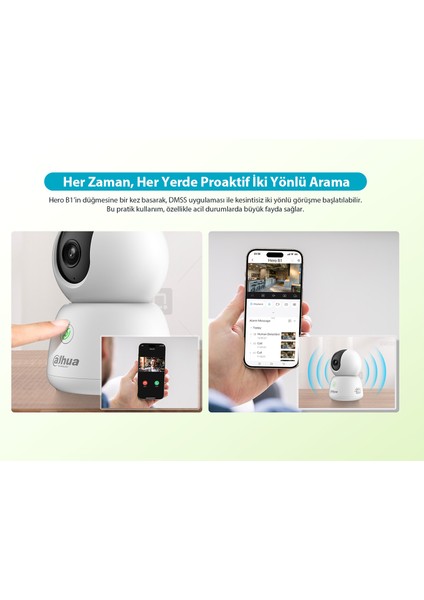 Hero B1 Akıllı Kamera - 360 Akıllı Ev Kamerası 2k 2048P Yapay Zeka Destekli (Dahua Türkiye Garantili)