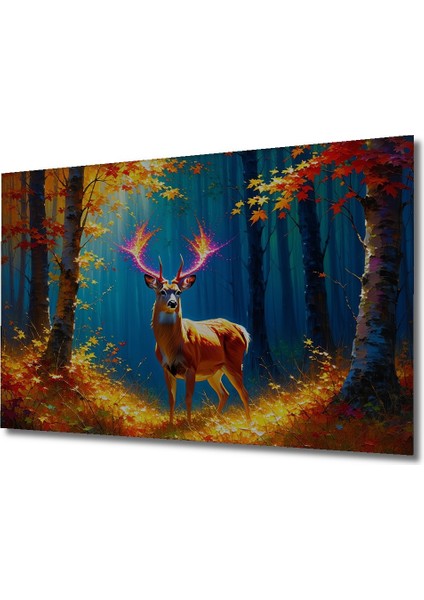 Geyik ve Sonbahar Yaprakları Yağlı Boya Görünümlü Dekoratif Ahşap Ev/işyeri/ofis Kare Tablo fiyatları